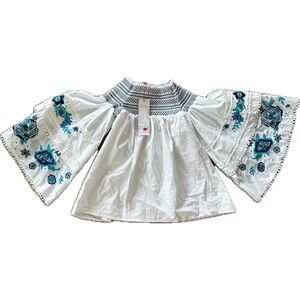 Parker Off Shoulder Embroidered Bell Sleeve Top